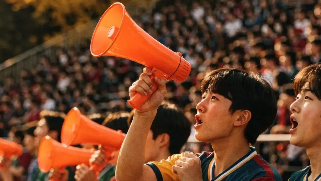 체육대회 기념품 제작 성공사례 단체 응원 연출 이미지